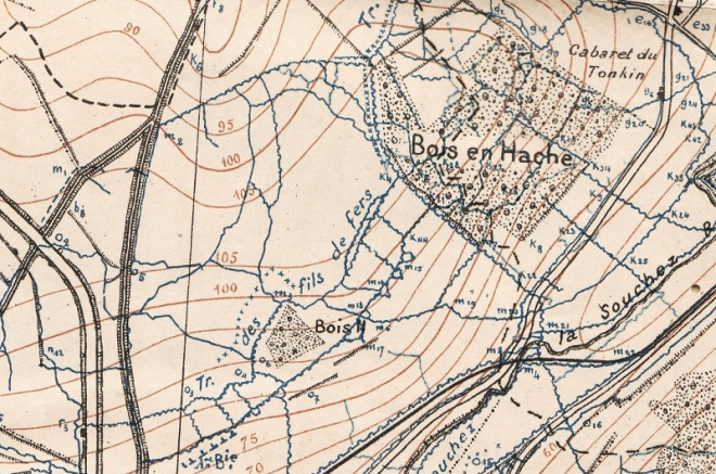 Carte de tranchées du secteur au nord de Souchez, automne 1915